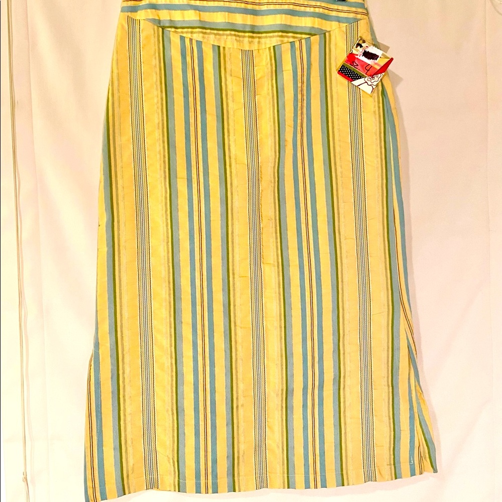 Gros grain stripe midi skirt - side zip closure.